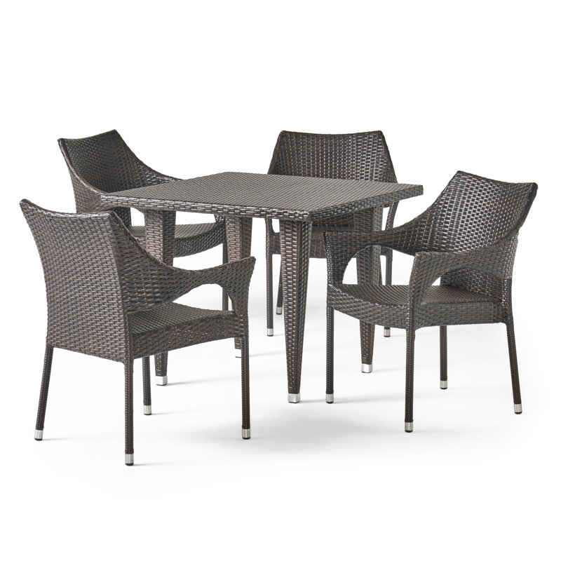 Ensemble repas 5 pièces Olevia, Brun-multicolore