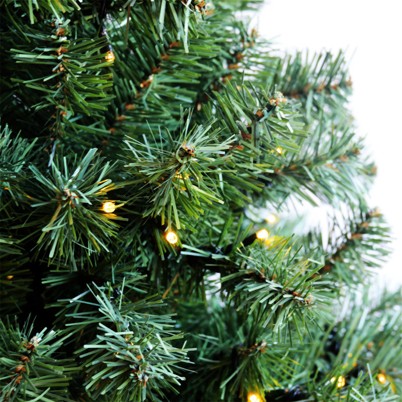 Arbre de Noël articulé artificiel pré-éclairé avec support pliable