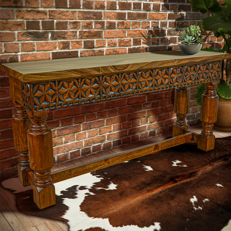 Console sculptée à la main avec plateau en bois de rose