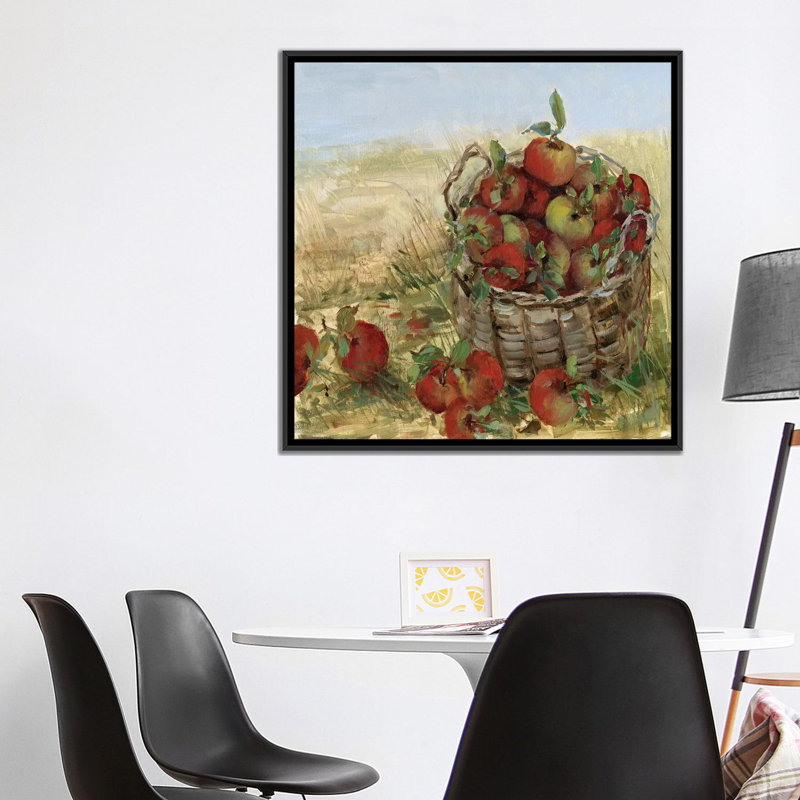 « apple cueillette ii », impression sur toile, H 18 po x l 18 po x P 1,5 po, Toile avec cadre noir, Pas de tapis