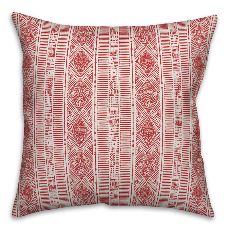 Throw Pillow, White/Red Geometric 1, 20" x 20"