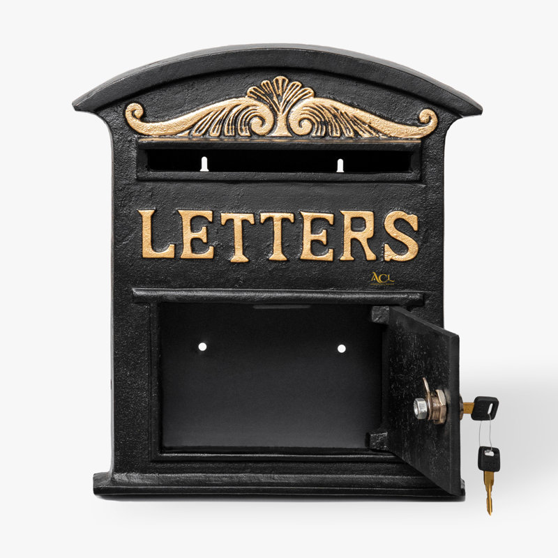 Berkay Metal Wall Mounted Post Box, Black