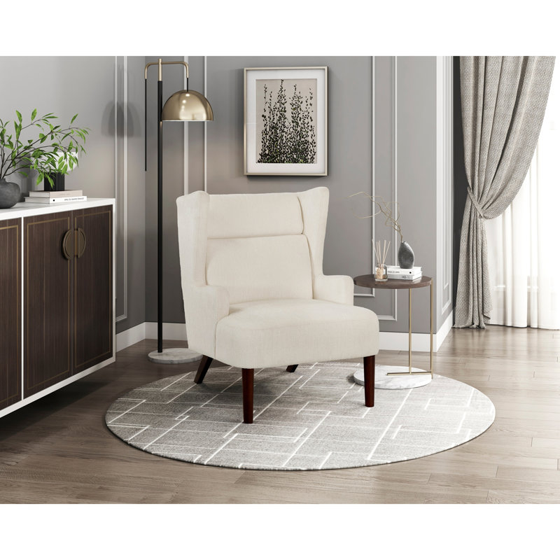 Fauteuil à oreilles contemporain, Beige