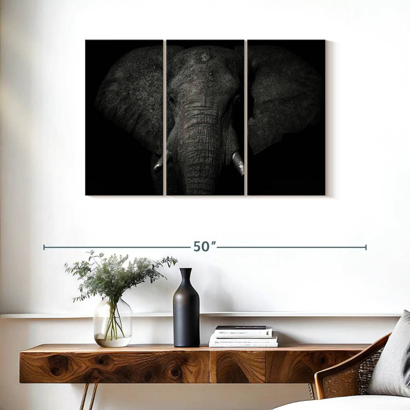 Monochrome Elephant, 24" H x 38" W