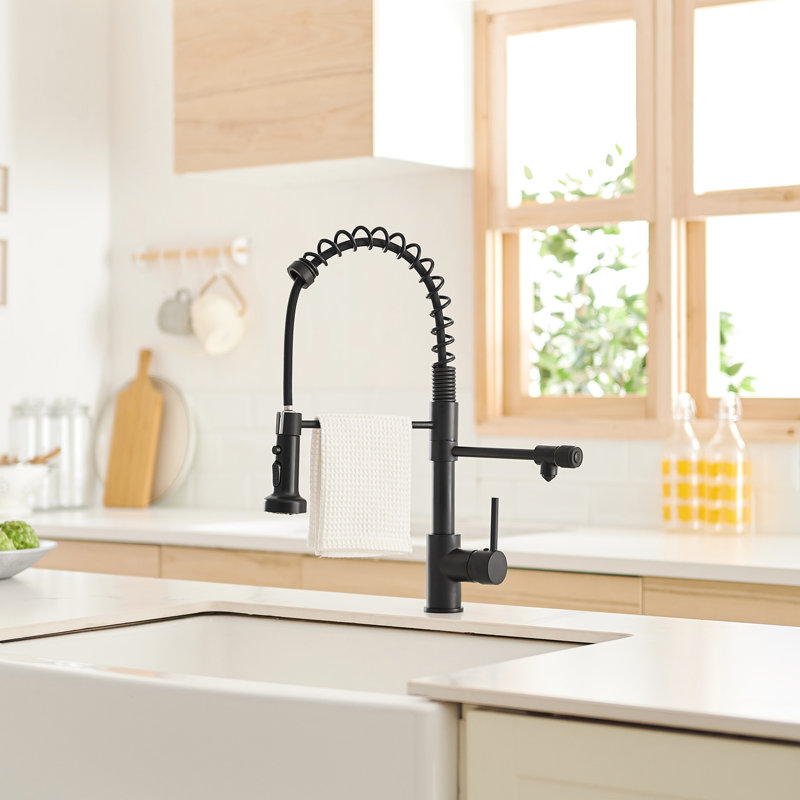 Pull Down Water Filter Kitchen Faucet In Matte Black - Drinking Purifier, Double Pipe Outlet, Easy To Install & Care For Black, Simple Installation