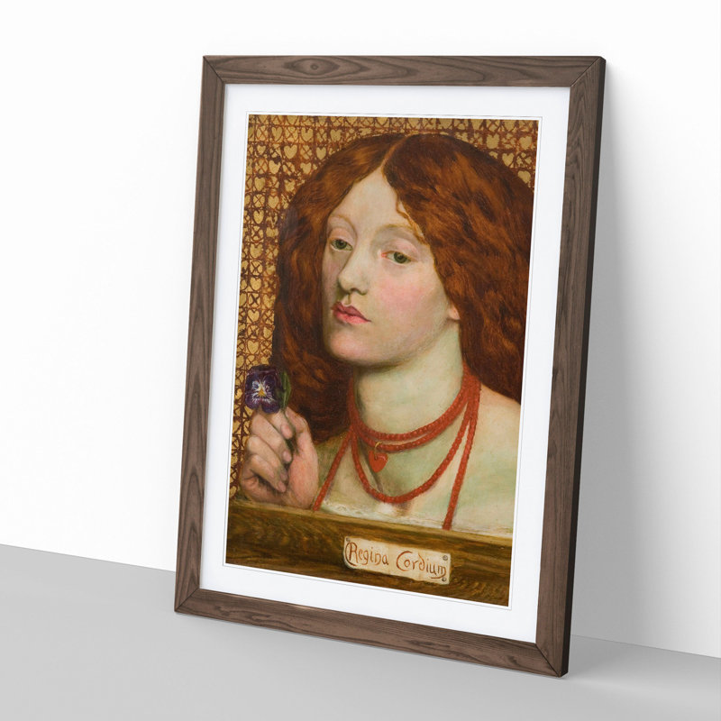 Woman with Purple Flower by Dante Gabriel Rossetti - Picture Frame Painting, Walnut Framed, 65cm H x 48cm W x 2cm D