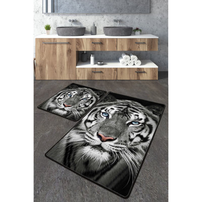 Ensemble de tapis de bain antibactérien (3 pièces), en polyester antidérapant, 23,6 x 39,4 pouces (1 pièce) et 19,7 x 23,6 pouces (2 pièces) | Lavable à la machine, 700 g / m² | Parfait pour la sécurité et le confort de la salle de bain, conception facile d'entretien