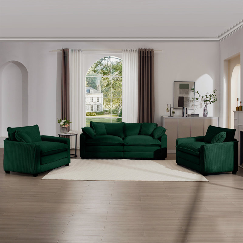 Ensemble de canapé moderne avec coussins moelleux et coussins, ensemble de canapé de style cinéma-maison composé d'un canapé 2 places et de deux canapés simples