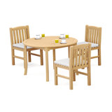 3 Seats 4 Pcs Grade-A Teak Wood Dining Set: 36" Round Table And 3 Devon Arm Chairs #11DV0703