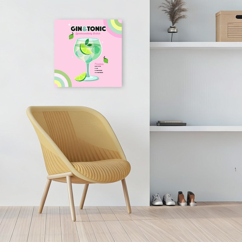 «Gin and Tonic Delight Vibrant Contemporary Summer», reproduction d'art mural, H 18 po x l 18 po