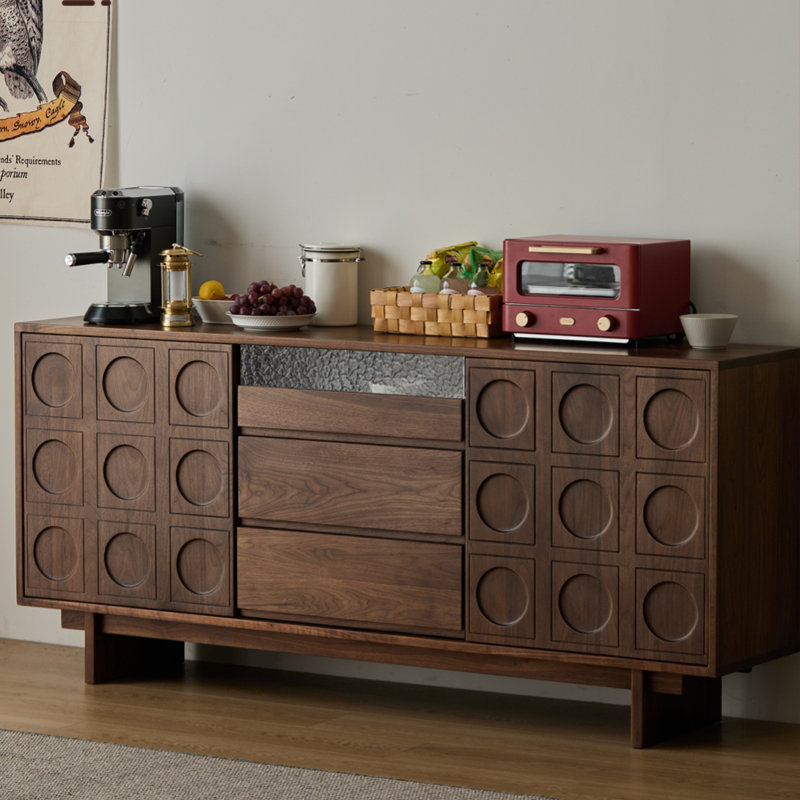 Buffet rétro en bois massif pour salle à manger, H 32,28 po x l 62,99 po x P 15,75 po