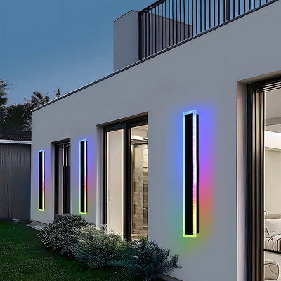 Outdoor RGB Long Wall Lights, 2 Pack RGB/Warm/White Dimmable Modern Led Wall Lighting, Ip65 Waterproof Long Wall Sconce With Remote And APP Control For Outdoor/Indoor