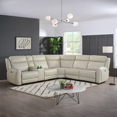 6-Piece Power Reclining Sectional Sofa with Adjustable Headrest & Footrest,Home Theater Couch with Storage Console, Cup Holders & USB Charging Port