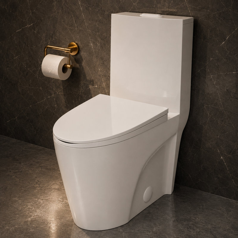 Toilette allongée une pièce à double chasse 1,1 / 1,6 gallon St. Tropez, Noir mat, 10", Oui