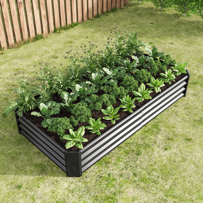 Raised Garden Bed Outdoor, 6×3×1Ft , Metal Raised  Rectangle Planter Beds For Plants, Vegetables, And Flowers, 1, Black