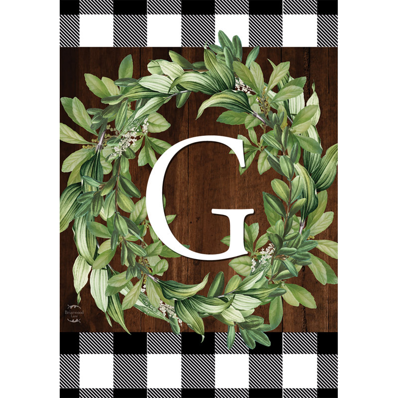 Wreath Monogram G Garden Flag