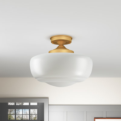Lovina Modern Farmhouse Semi Flush Mount Ceiling Light With Opal Milk Glass Shade