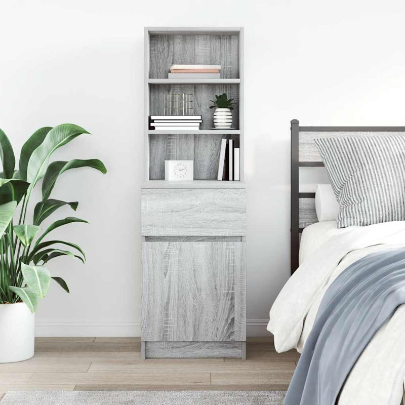 Bedside Cabinet 39X35x125 Cm Engineered Wood, Grey Sonoma
