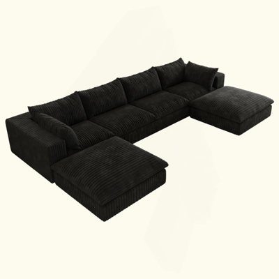 Cloud Sofa,Corduroy Fabric,Deep Seat Couches,Double-Layer Design,Removable  Cushion,No Assembly,DIY Combination For Living Room, Bedroom,Conference Room ,Apartment