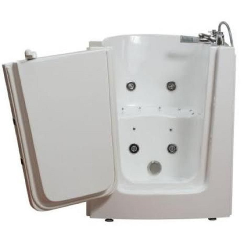 38'' x 33'' Walk-in Fiberglass Bathtub with Faucet, White, Left