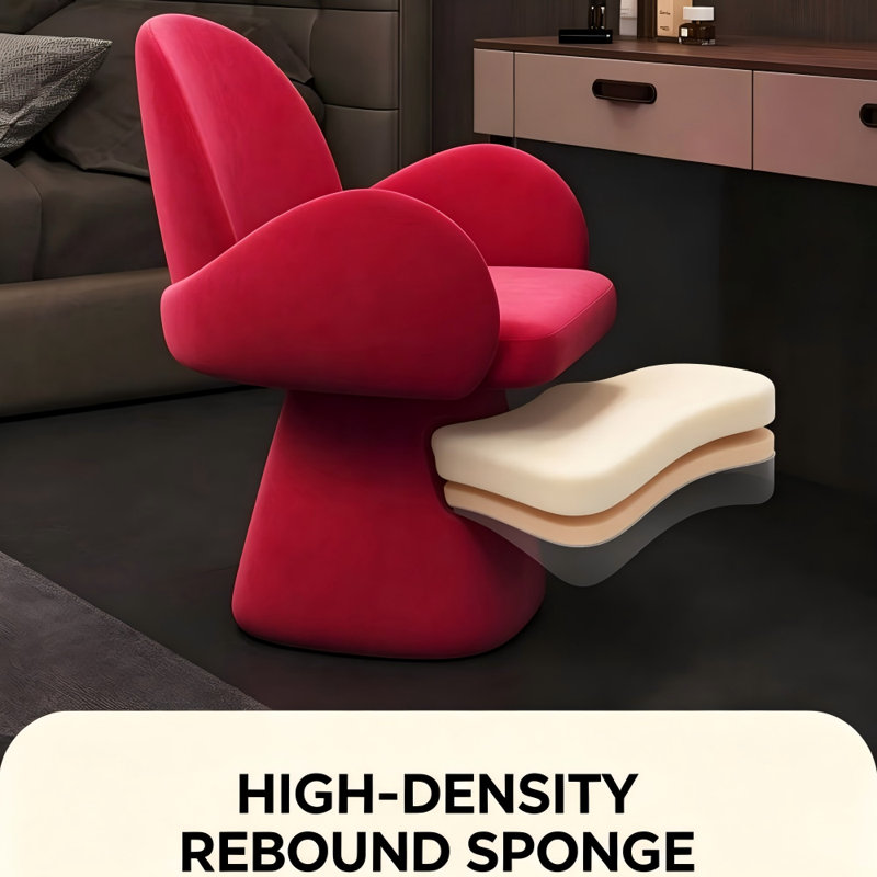 Contemporary Rotatable Dressing Table Chair, Plush Velvet Swivel Vanity Accent Chair, Comfortable Cosmetic Seat for Bedroom Decor