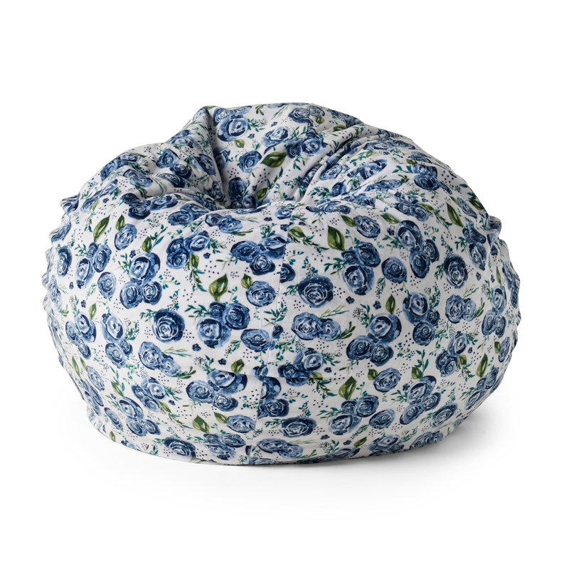 Fauteuil à billes 3 pieds, H 25,05 po x l 34,05 po x P 34,05 po, Tissu bleu marine