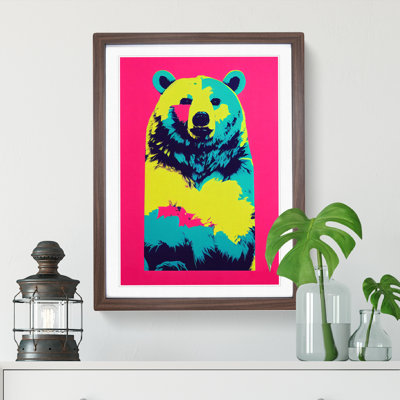 Neon Bear - Framed Print