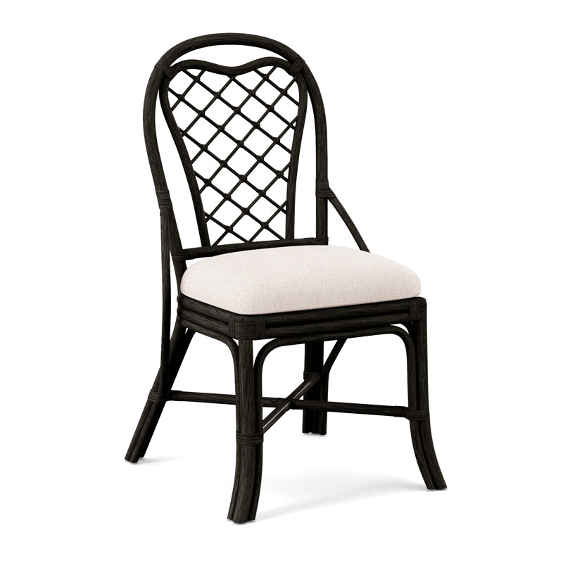 Chaise à dossier Trellis, Performance blanc sucre; 0863-91, Noir antique