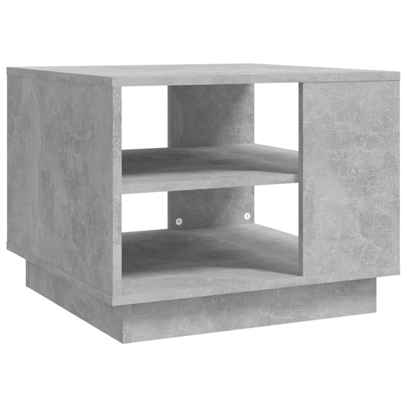Glass End Table with Storage, 21.7"x21.7"x16.9", Concrete gray