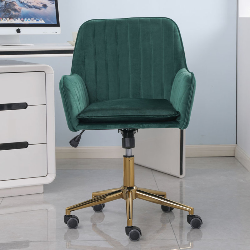 Ady Velvet Office Chair, Green