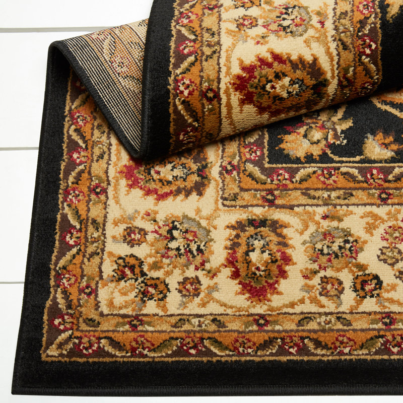 Tapis noir / ivoire Cokeley, Rectangle 3 pi 7 po x 5 pi 2 po