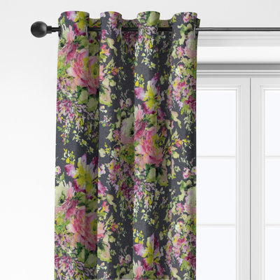 Panneaux de rideaux en lin anthracite à œillets Athena (comprend 2 panneaux) l 50 po x L 132 po (taille par panneau)