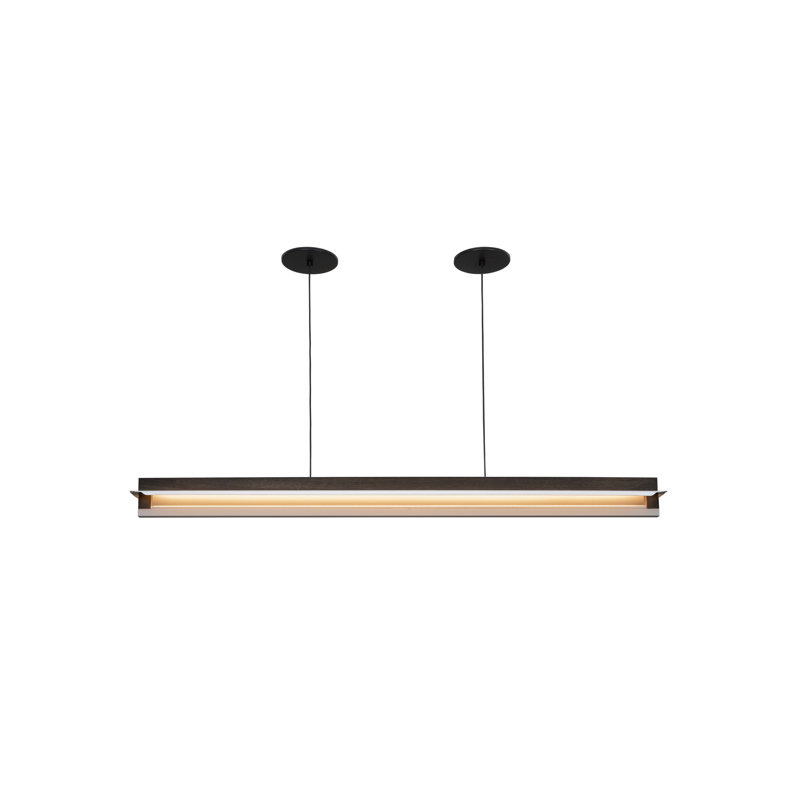Nubis Linear Pendant - Dark Stained Walnut - Black Canopy - Split Canopy - Integrated LED - 4000K, 3500 K