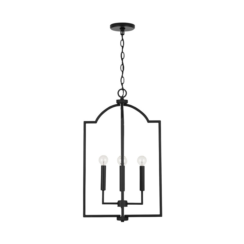 Lustre géométrique unique à 4 lumières Carter, Noir mat