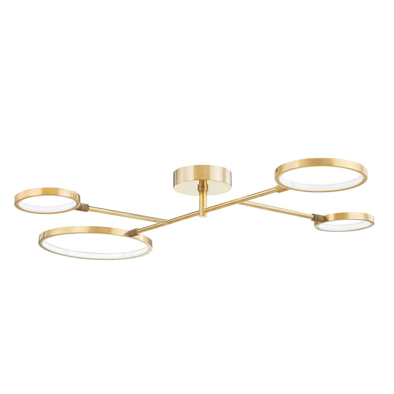 Saturn 0 Light Semi Flush, Aged Brass