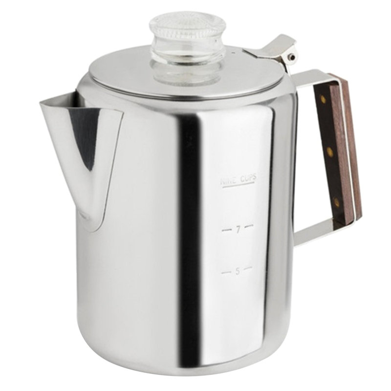 Tops Rapid Brew 9 cups Silver Stovetop Percolator, 7.5" H x 8.5" W x 5.5" D