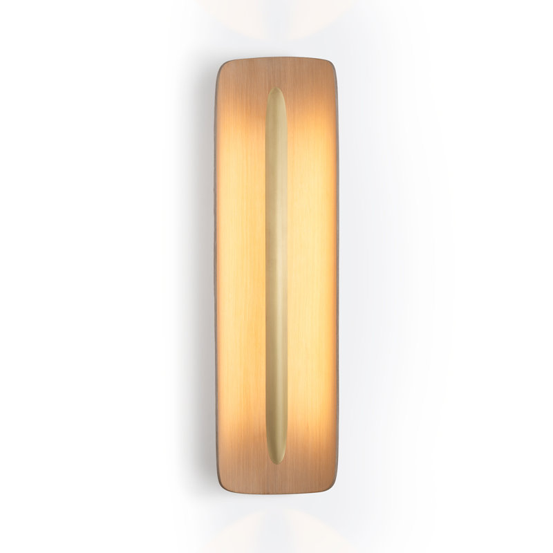 Grata LED Wall Sconce, Brushed Brass, White Washed Oak, 3500K - Cool White