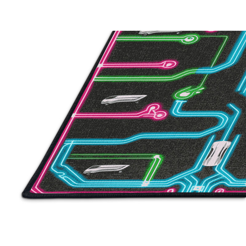 Machine Washable Transportation Gray Area Rug