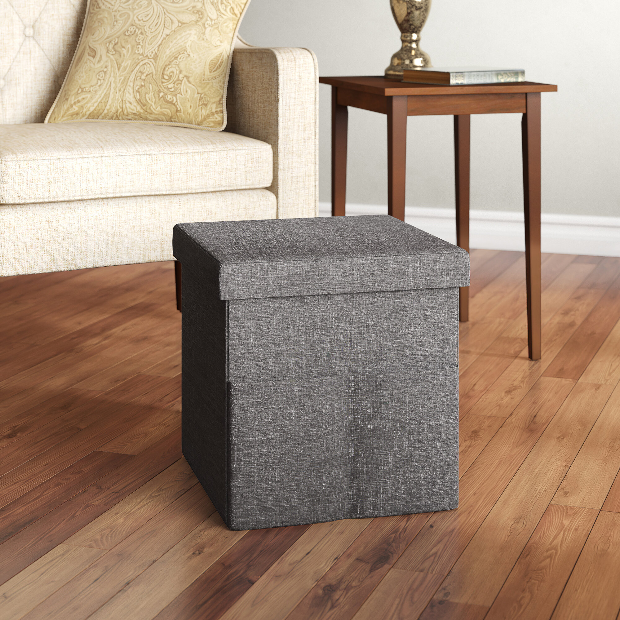 Folding Storage Ottoman Charlton Home Upholstery Color: Gray