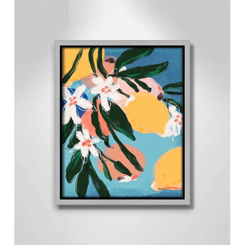 Imprimé «Fruitée d'été II» par Treechild, H 11,5 po x l 9,5 po, Flottant argenté