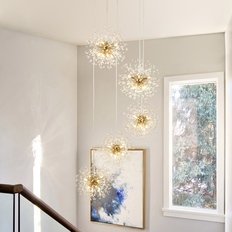 Modern Large Sputnik Firework Staircase Chandelier , 5 Lights