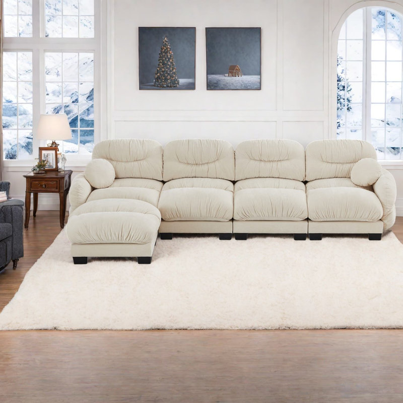 Compression Cozy Sectionals Chenille Modular Modern Home Sofa