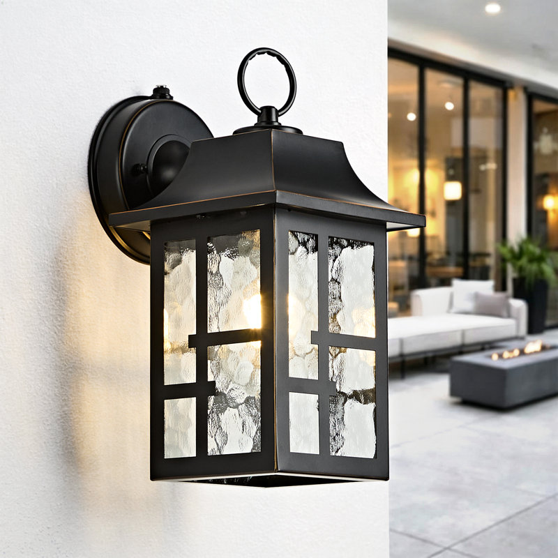 Dusk To Dawn Outdoor Wall Light, Waterproof Porch Sconce With Water Ripple Glass, Rust-resistant Exterior Lantern For House Or Garage (1-pack)