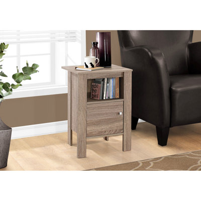 Table de chevet transitionnelle en taupe - Tablette ouverte et armoire fermée pour les chambres à coucher Table de rangement de salon Taupe brun