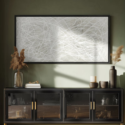White Linear Abstract Weaving Pattern for Modern Living Room or Office Print Wall Art