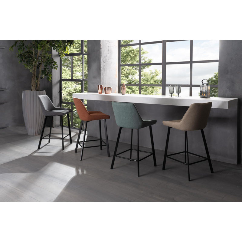Lynnea Upholstered Counter Stool with Metal Frame, Grey