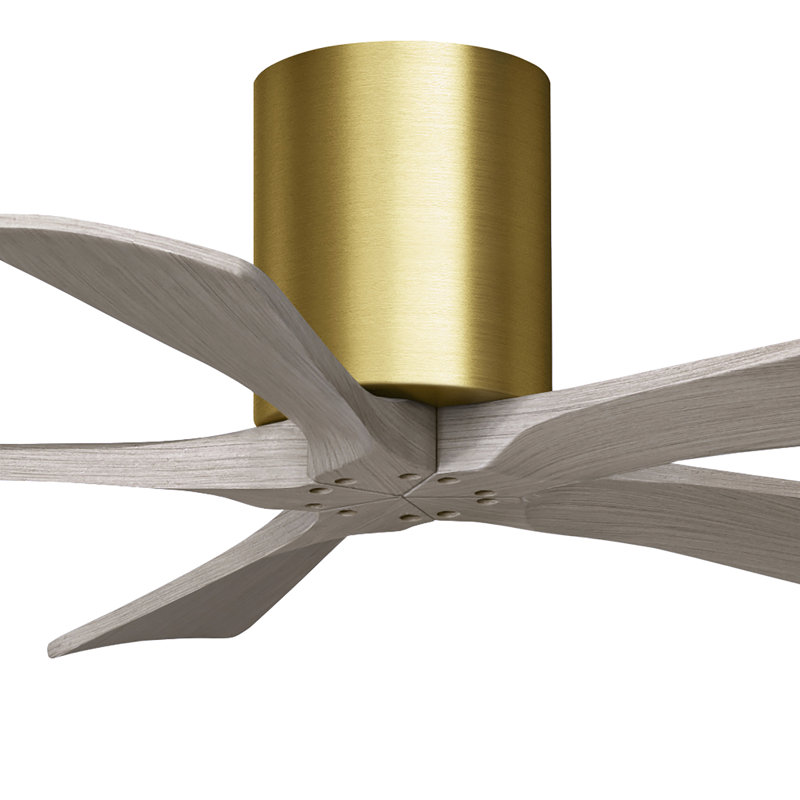 60" Irene 5-Blade Hugger Ceiling Fan with Wall Remote, 42", Brushed Nickel, Gray Ash