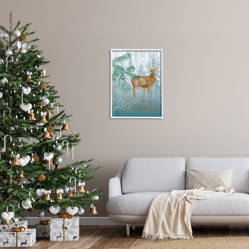 Christmas Blessings, H 30 po x l 24 po x P 1,5 po, Giclée encadrée blanc bord de mer