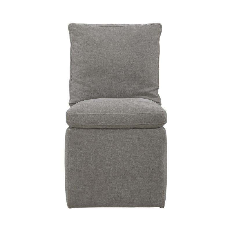 Faouzi Accent Dining Chair W/ Casters, Brown Polyester