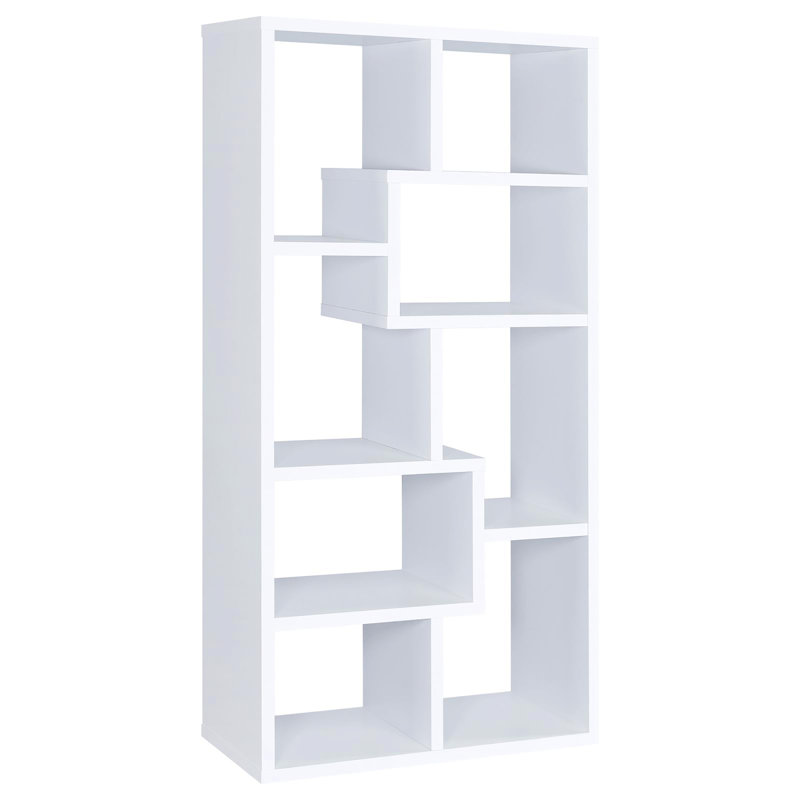 Bibliothèque géométrique à 8 tablettes - pratique et élégante pour le bureau et le salon, Blanc